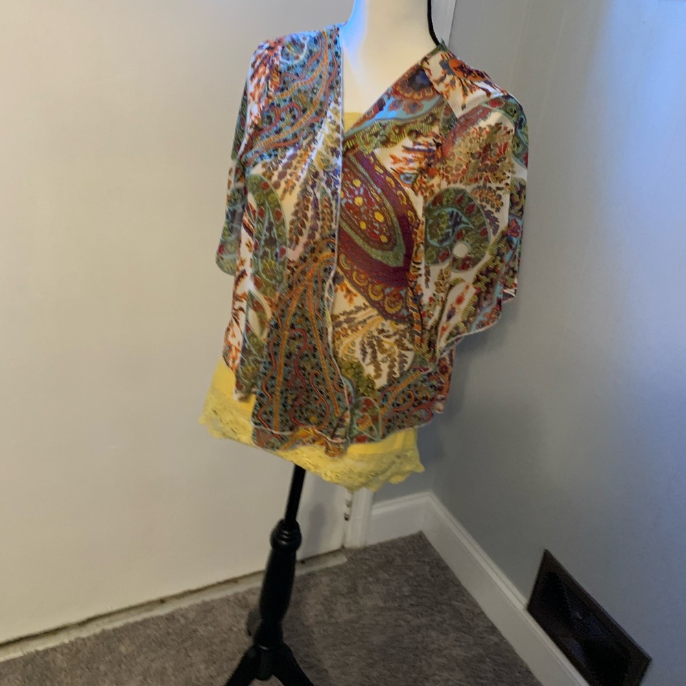 NWOT multi colored sheer top. Great for wrap.